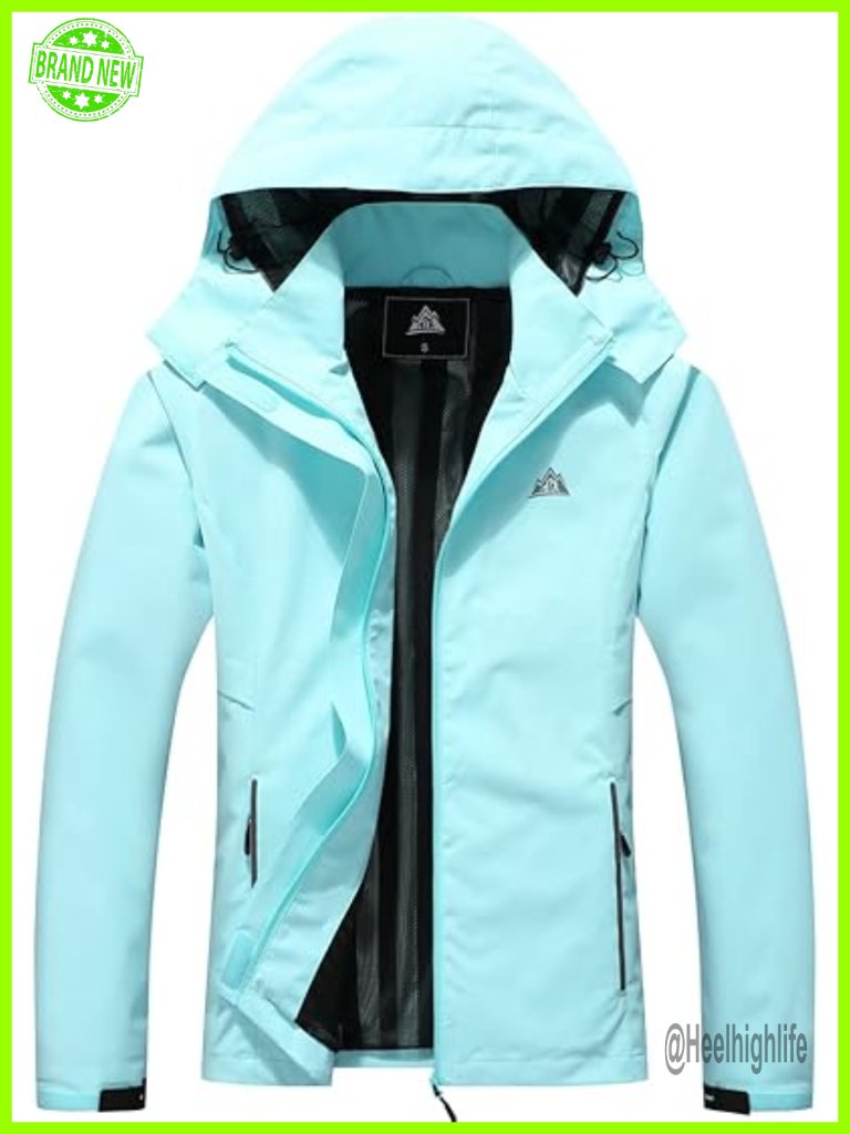 Women's Waterproof Rain Jacket Lightweight Hooded Hiking Jacket Softshell